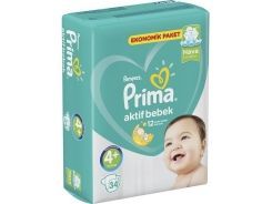 Prima Bebek Bezi Aktif Bebek Maxi Plus Ekonomik Paket 4+ Beden 10-15 Kg 34 Adet
